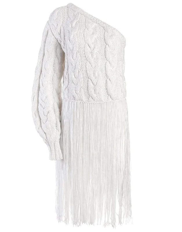 One Shoulder Sweater With Fringes