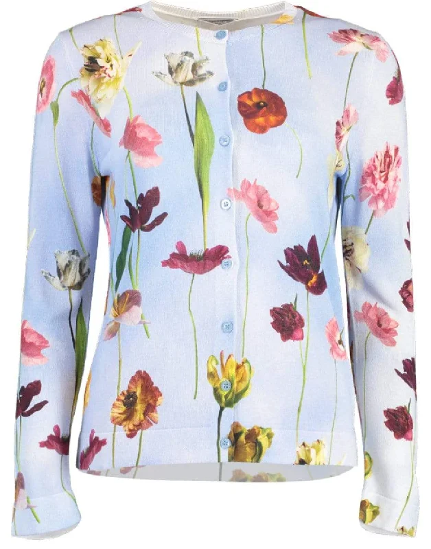 Mixed Floral Sky Printed Cardigan