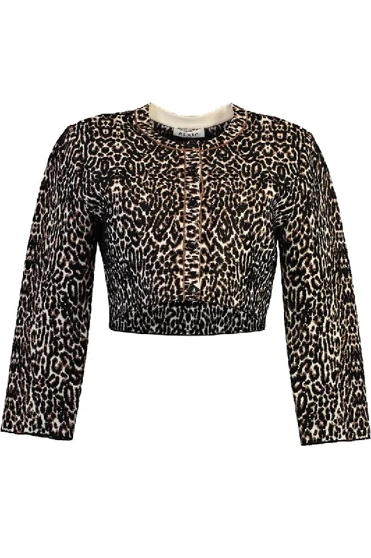 Cardigan With Leopard Jacquard