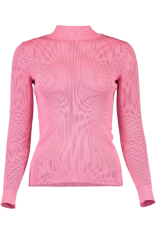 Mock Neck Long Sleeve Silk Pullover