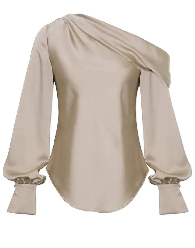 Alice One Shoulder Top - Champagne