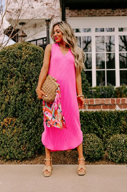 Boardwalk Cutie Ribbed Midi in Bubblegum Pink