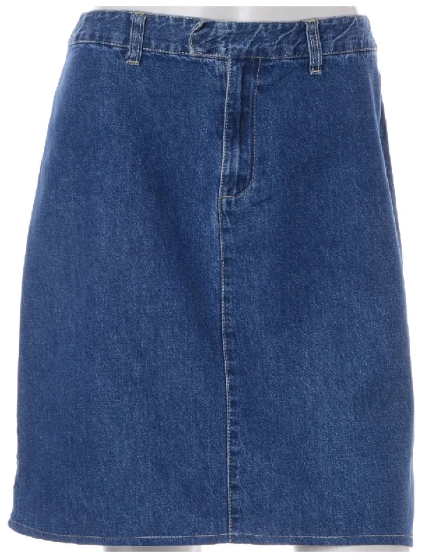 Label Short Denim Skirt