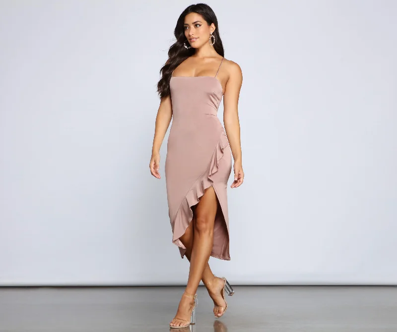 City Chic Ruffled Midi Dress