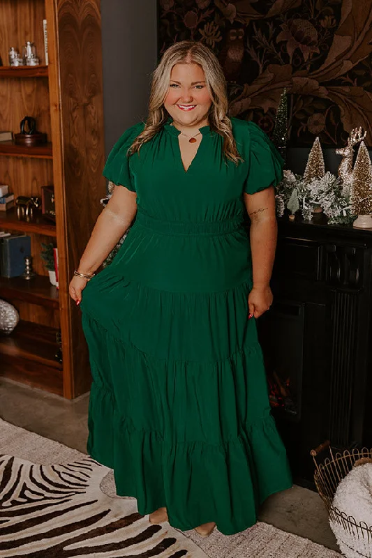 Simply Sweet Maxi Dress in Hunter Green Curves