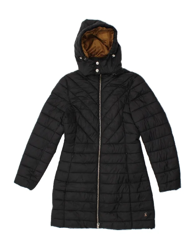 JOULES Womens Hooded Padded Coat UK 10 Small Black Polyamide