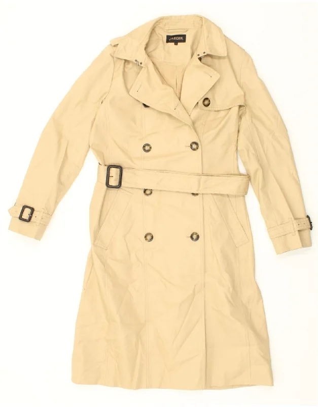 JAEGER Womens Trench Coat UK 12 Medium Beige Cotton