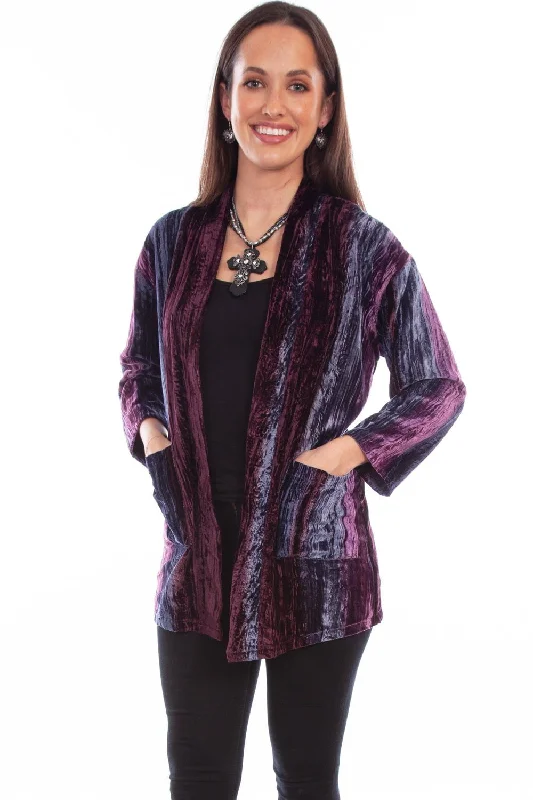 Scully Womens Two Pockets Plum Nylon Viscose Cardigan Sweater M