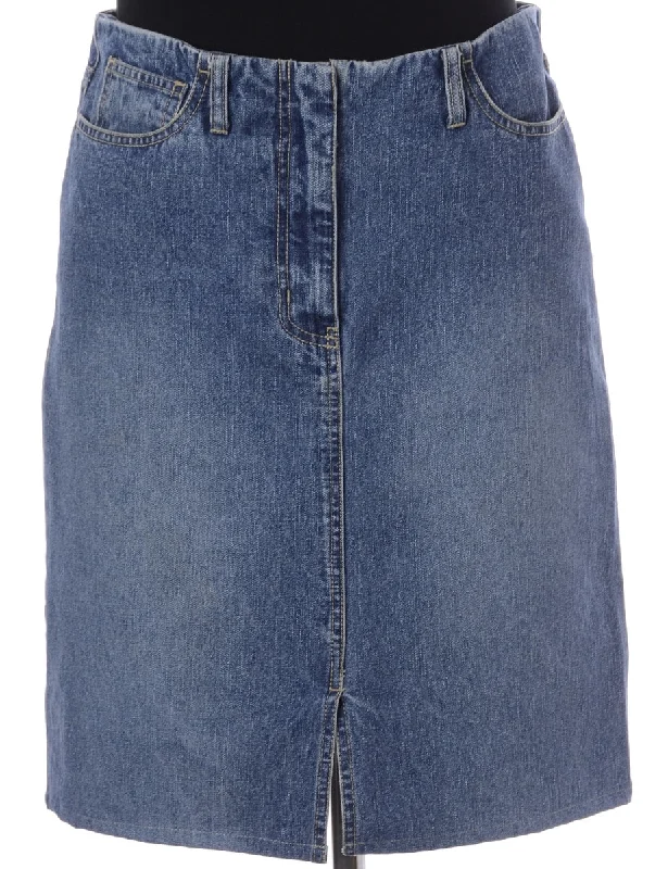 Label Short Denim Skirt