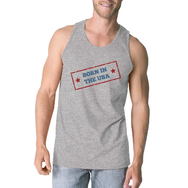 Born In The USA Gray Unique Graphic Tank Top For Men Gift Ideas