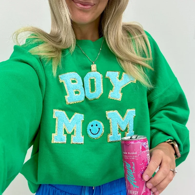 Boy Mom Letter Patch Sweatshirt