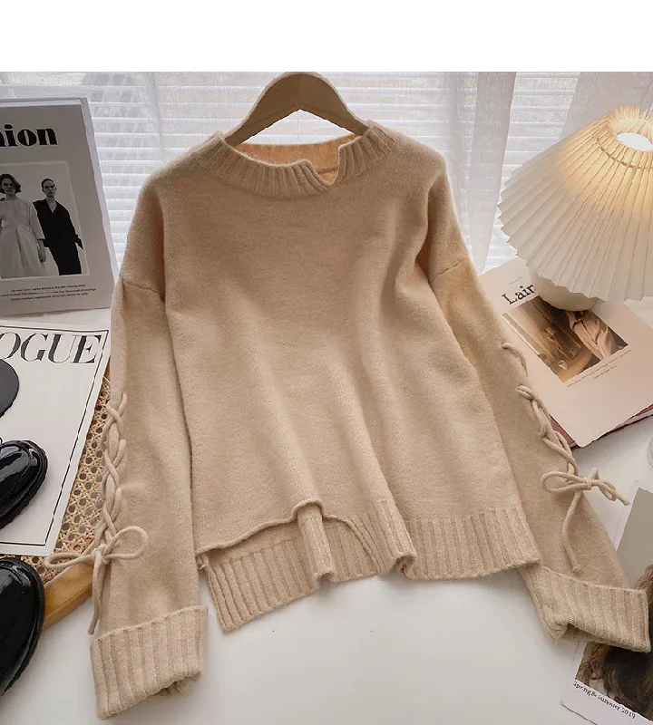 New Korean design drawstring slim Pullover Top  5974