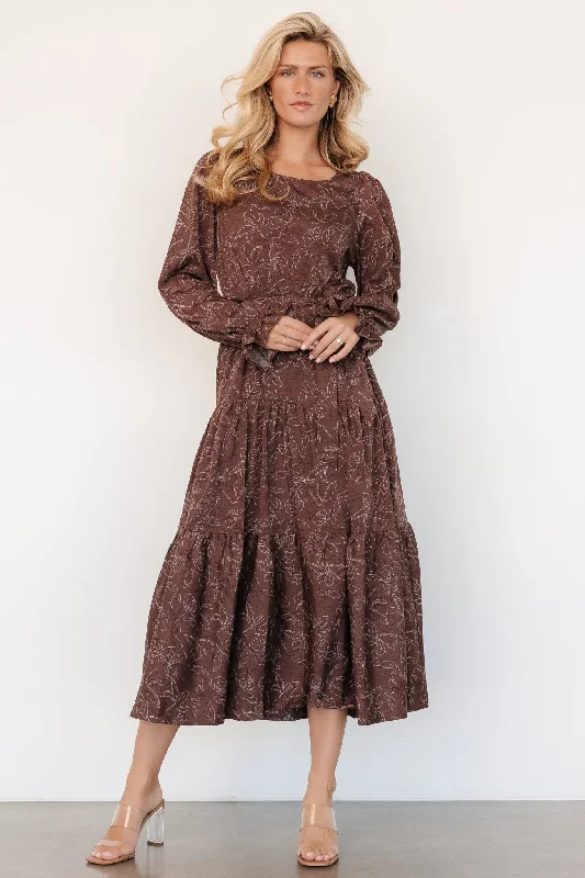 Ashlyn Long Sleeve Dress | Brown Print