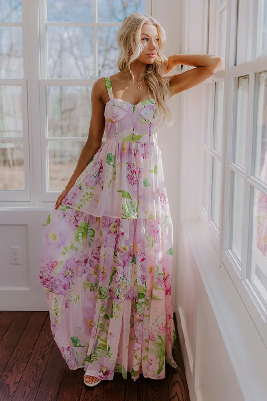 Heartfelt Elegance Floral Tiered Maxi Dress