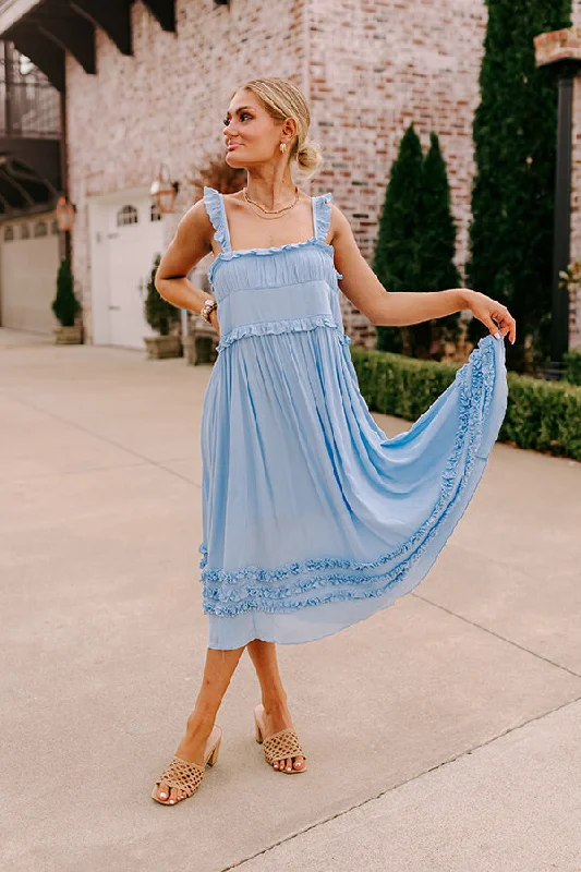 Bayside Bliss Ruffle Midi in Sky Blue