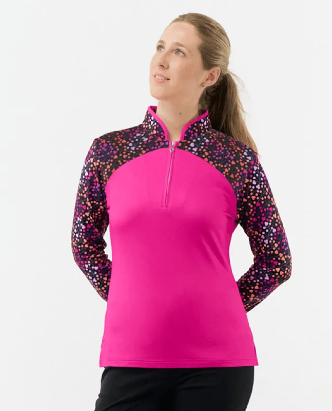 SIZE L - PURE GOLF Maple Long Sleeve Zip Top 002 Berry Pop