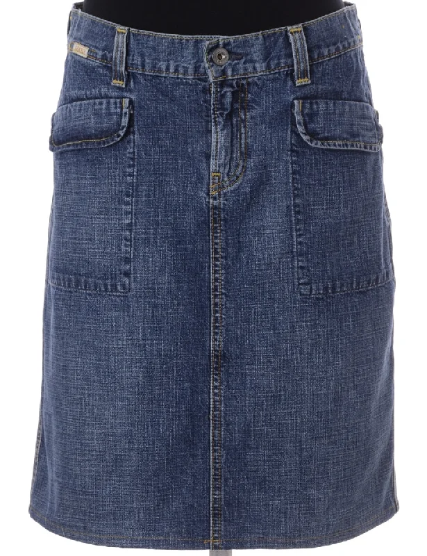 Label Short Denim Skirt