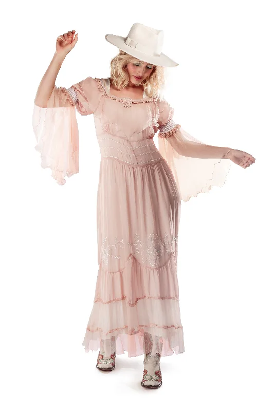 Lila Country Boho Wedding Dress in Dusty Rose by Nataya