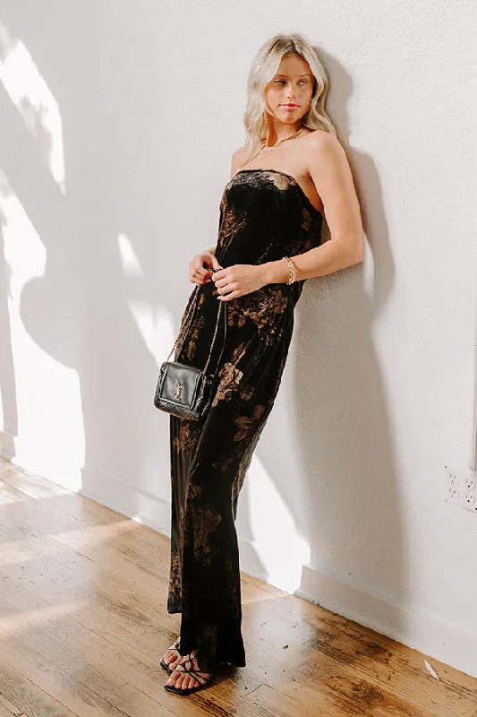 Charmed Moments Velvet Floral Maxi Dress