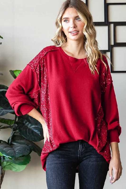 Curvy Girl Red Sequin Pullover Top** - Final Sale