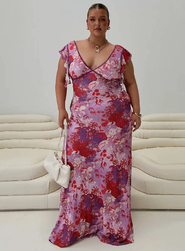 Soleila Maxi Dress Purple Multi Curve