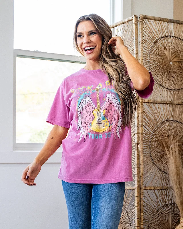 NEW! Rock n' Roll Tour 76 Pink Mineral Wash Tee