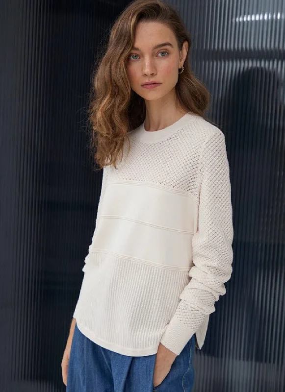 Mixed Stitch Shirttail Crew Sweater