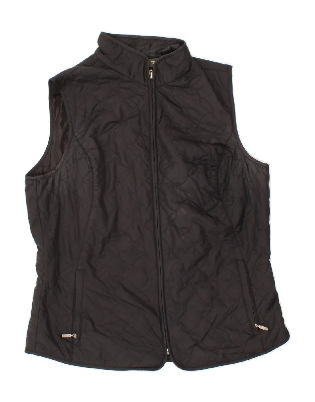 EDDIE BAUER Womens Gilet UK 14 Medium Black Polyester