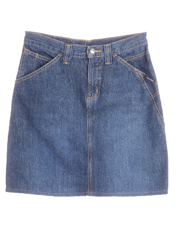 Label Short Denim Skirt