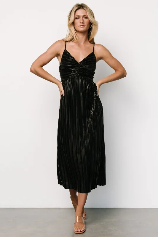 Cecilia Pleated Dress | Black