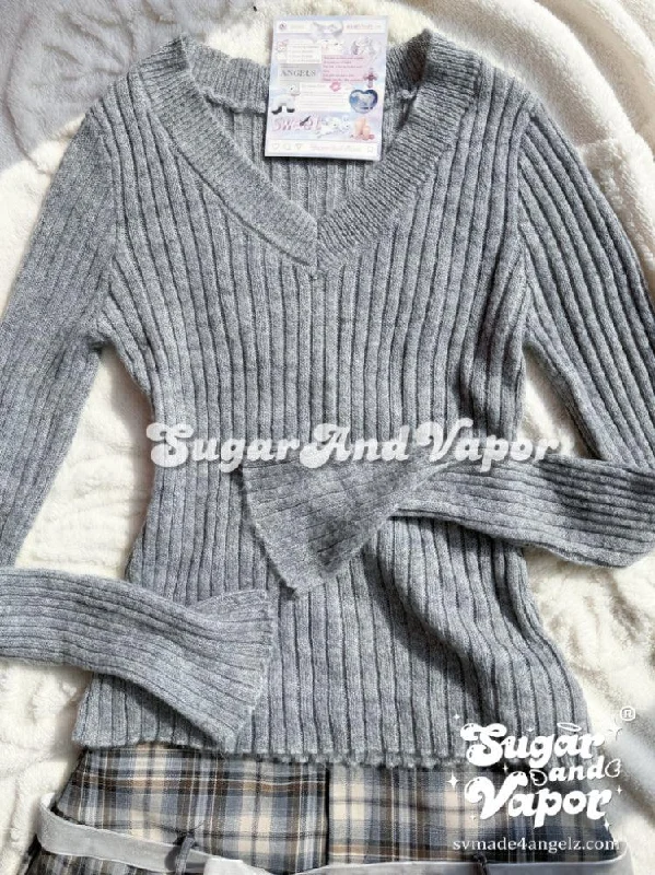 Savanna Classic Grey V-neck Sweater