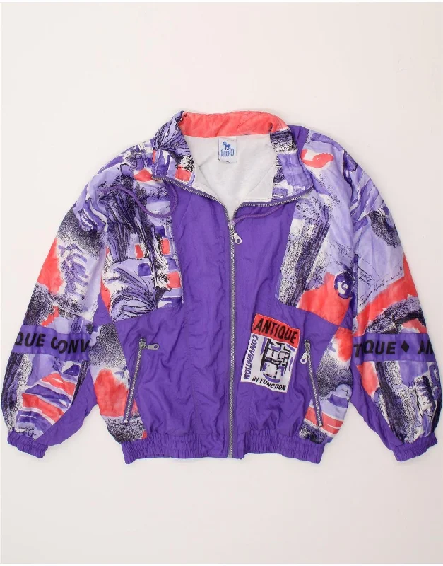 RODEO Womens Oversized Rain Jacket EU 38 Medium Purple Patchwork Polyamide