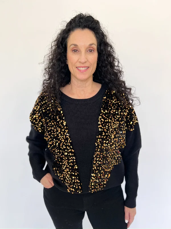 Black Gold Sequined Sweater