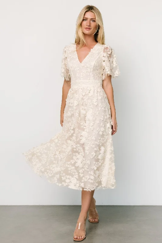 Sadie Embroidered Midi Dress | Vintage Cream