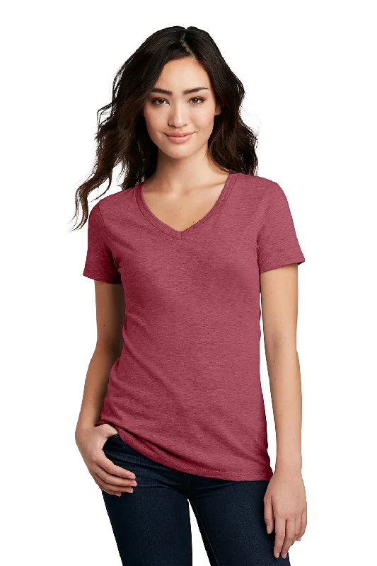 District Womens Perfect Blend Short Sleeve V-Neck T-Shirt - Heather Red