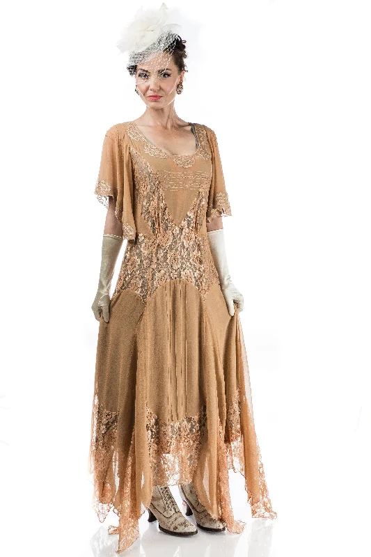 Irene Art Nouveau Style Dress in Gold Silver by Nataya