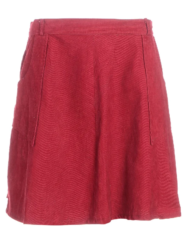 Label Shortened Corduroy Skirt