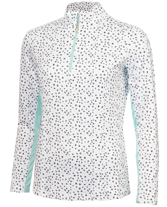 GREEN LAMB Nicola Printed Zip Neck Polo 022 Leopard Print