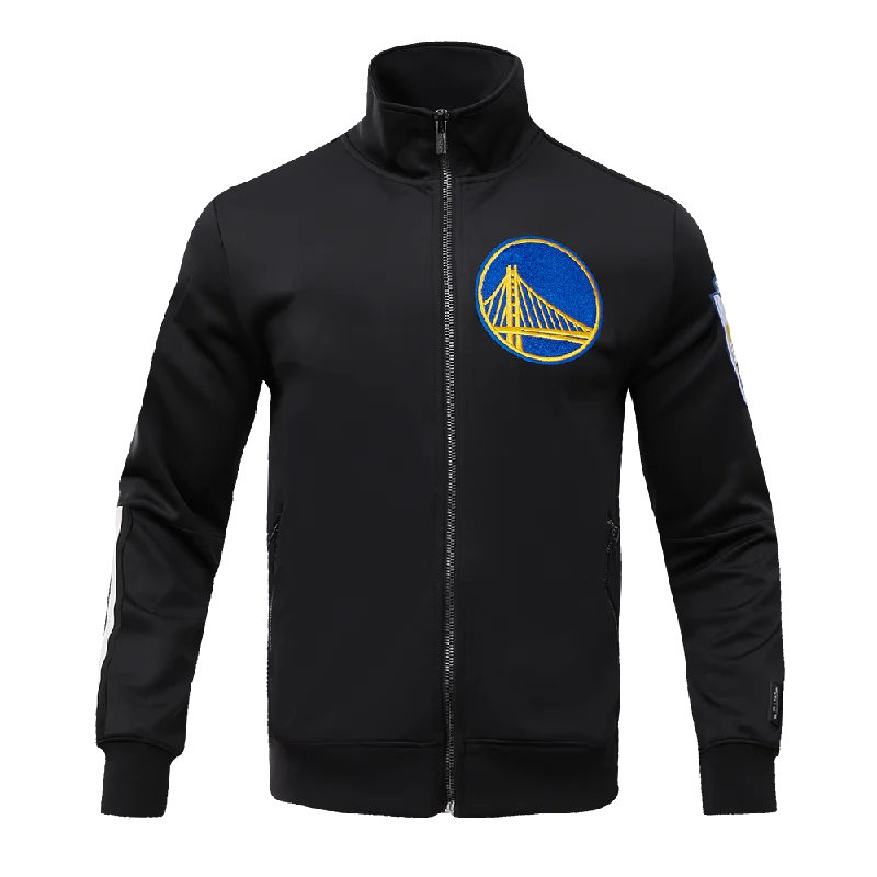 NBA GOLDEN STATE WARRIORS CLASSIC MEN'S DOUBLE KNIT TRACK JACKET (BLACK)