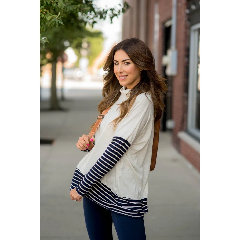 Cowl Neck Accent Tunic Sweatshirt