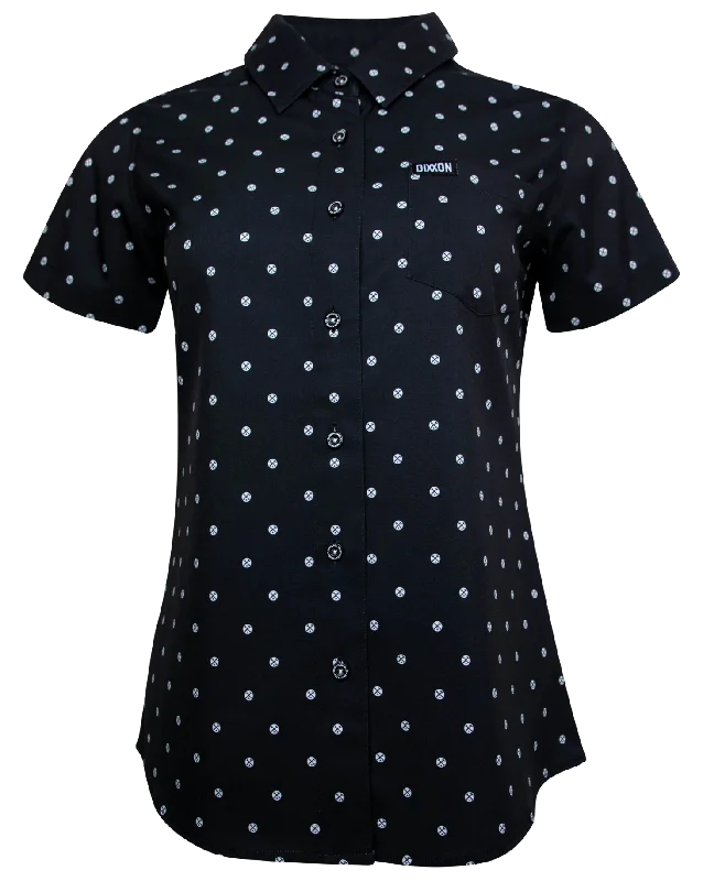 Polkacide Women's Short Sleeve Party Shirt - Black/White