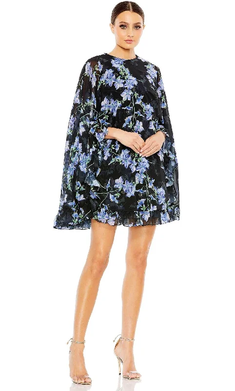 Ieena Duggal 56028 - Floral Cape Cocktail Dress