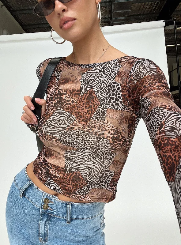 Tied In Long Sleeved Top Leopard