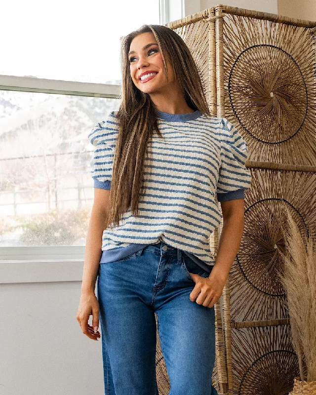 NEW! Kimber Textured Striped Top - Blue