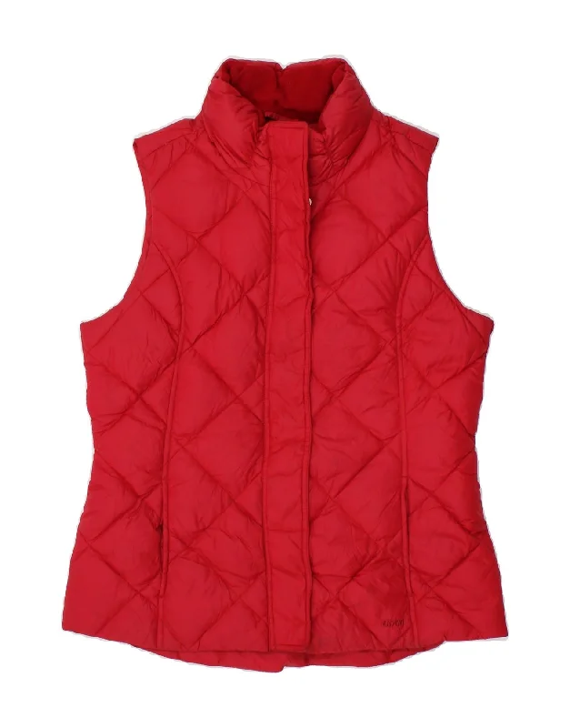 EDDIE BAUER Womens Tall Padded Gilet UK 14 Medium Red Nylon