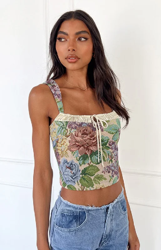 Till Forever Floral Tapestry Top