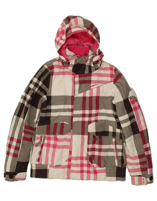 O'NEILL Womens Hooded Windbreaker Jacket UK 16 Large Multicoloured Check