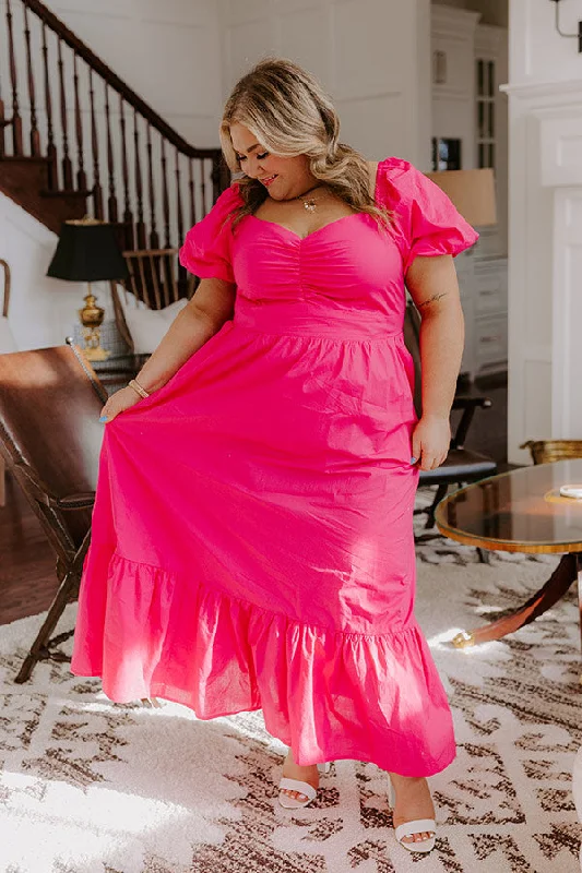 Sweet Serendipity Maxi Dress in Hot Pink Curves