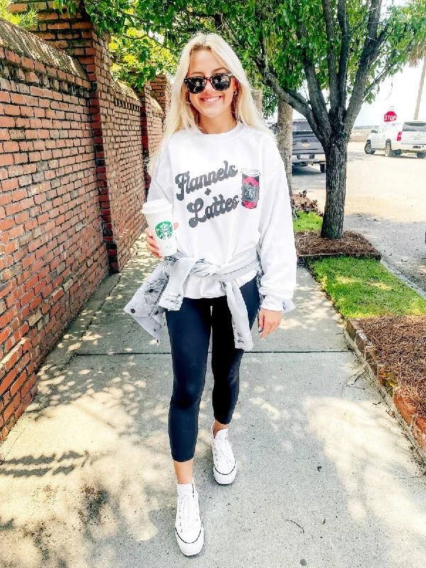 Monogrammed 'Flannels & Lattes' Crewneck Sweatshirt