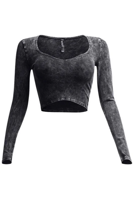 Mineral Washed Long Sleeve Crop Top